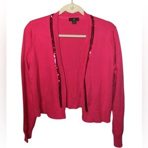 J Jason Wu Cropped Sweater Cardigan with Sequin Detail HOT PINK